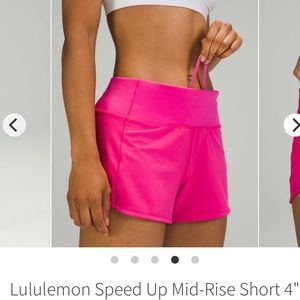 LULULEMON Speed Up Mid-Rise Short 4" Hot Pink